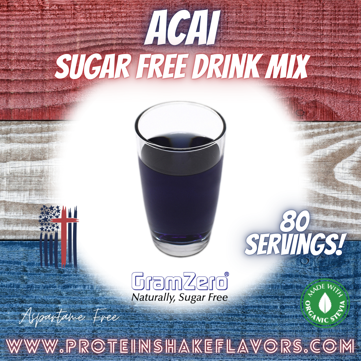 Acai Sugar Free Beverage Mix for Non Calorie 0 kcal Drinks Zero Calorie Beverage Aspartame Free