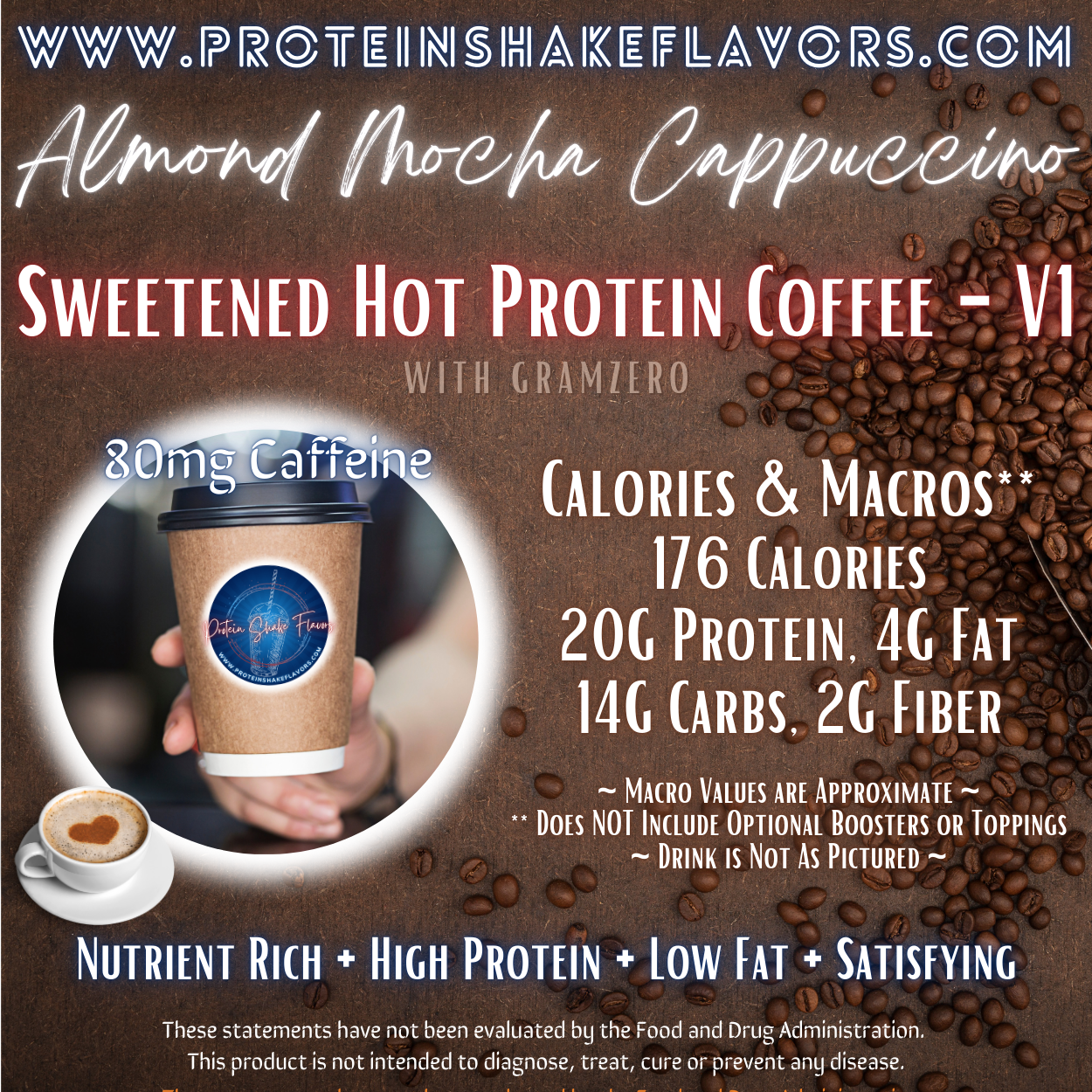 Sweetened Hot Protein Coffee Recipe: Almond Mocha Cappuccino ☕