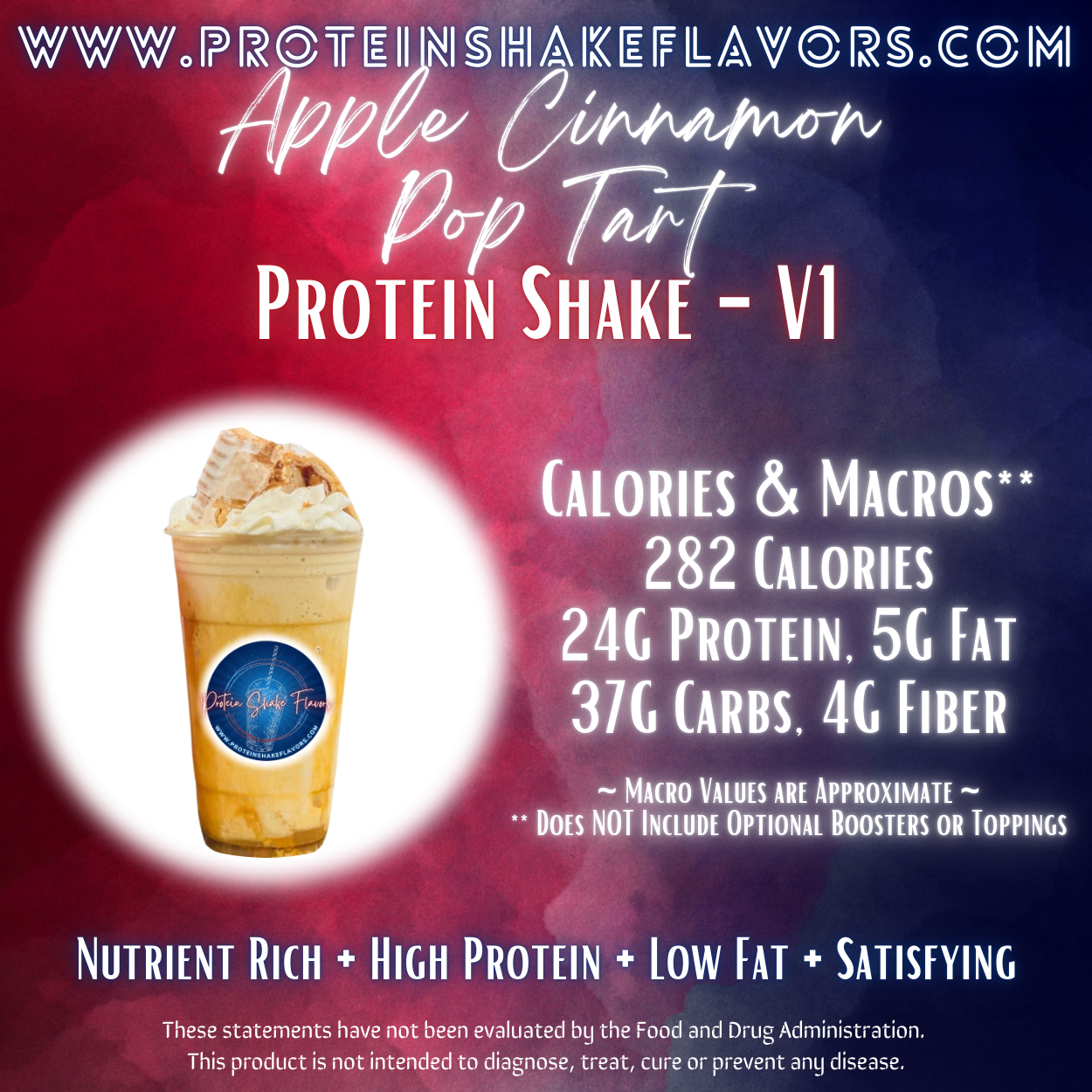 Apple Cinnamon Pop Tart Recipe for High Protein Shake for Meal Replacement, Supplement or Weight Loss