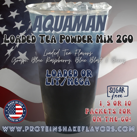 Aquaman Loaded Tea Energy Drink Powder Caffeine Sugar Free Energy Water Packets Without Aspartame