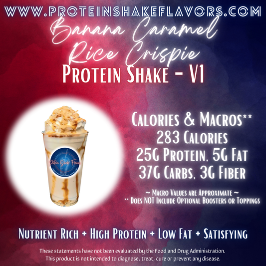 Banana Caramel Rice Crispie Recipe for High Protein Shake for Meal Replacement, Supplement or Weight Loss