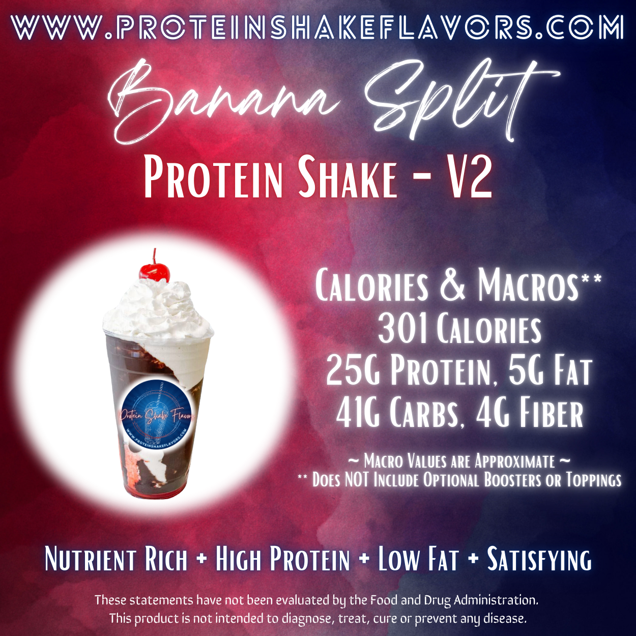 Banana Split V2 Recipe for High Protein Shake for Meal Replacement, Supplement or Weight Loss
