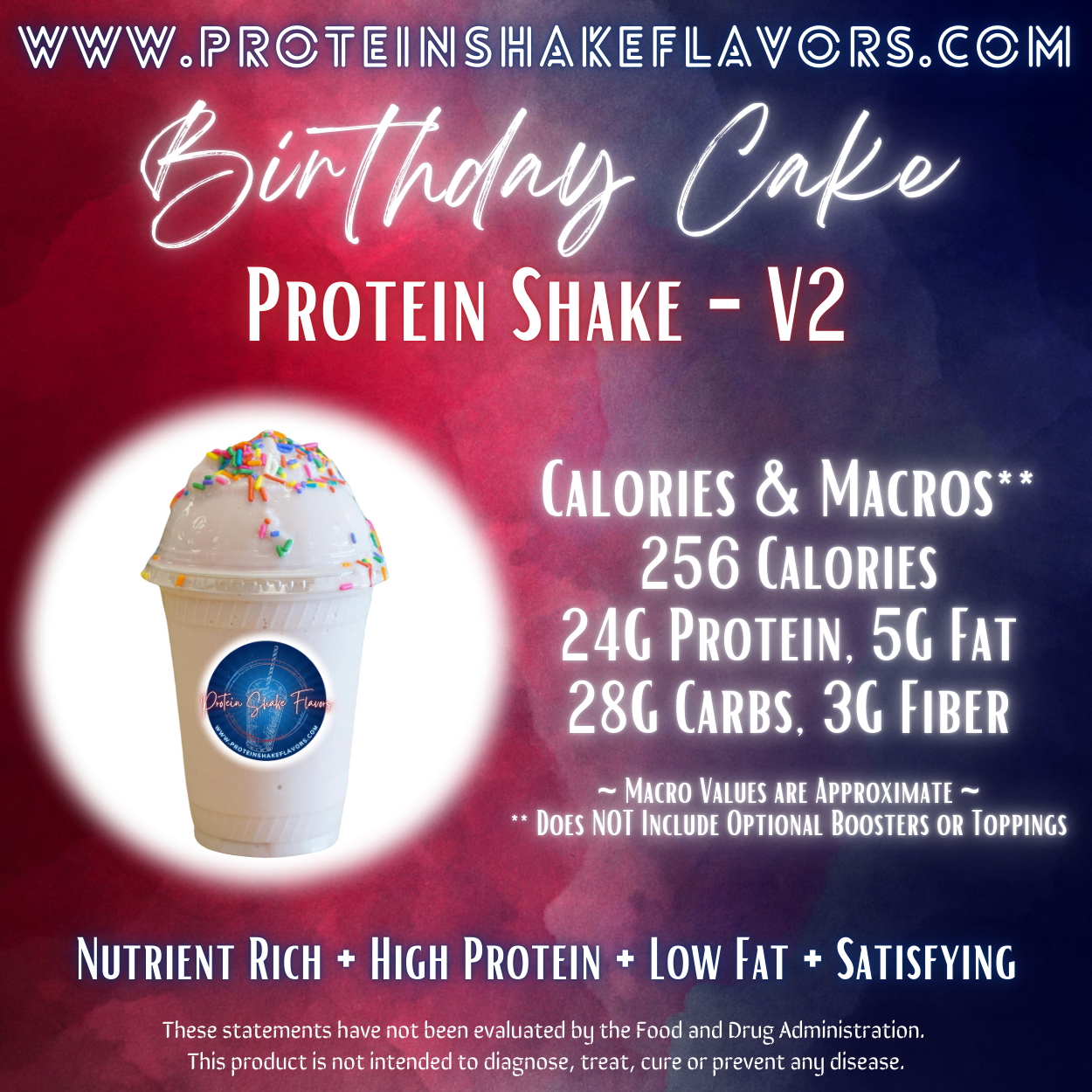Birthday Cake V2 Recipe for High Protein Shake for Meal Replacement, Supplement or Weight Loss