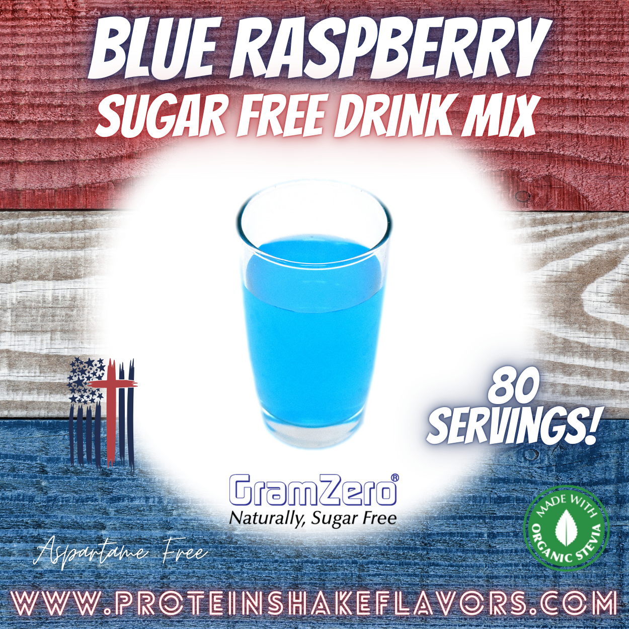 Blue Raspberry Best Sugar Free Beverage Mix for Non Calorie 0 kcal Drinks Zero Calorie Beverage Aspartame Free