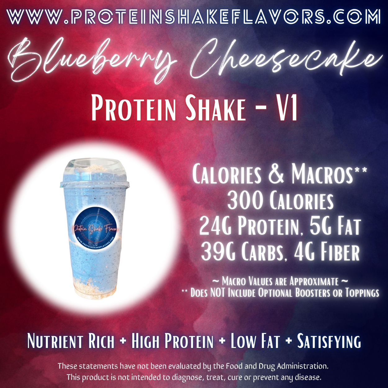 Blueberry Cheesecake Recipe for High Protein Shake for Meal Replacement, Supplement or Weight Loss