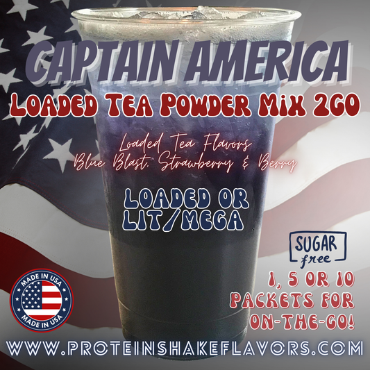Captain America Loaded Tea Energy Drink Powder Caffeine Sugar Free Energy Water Packets Without Aspartame