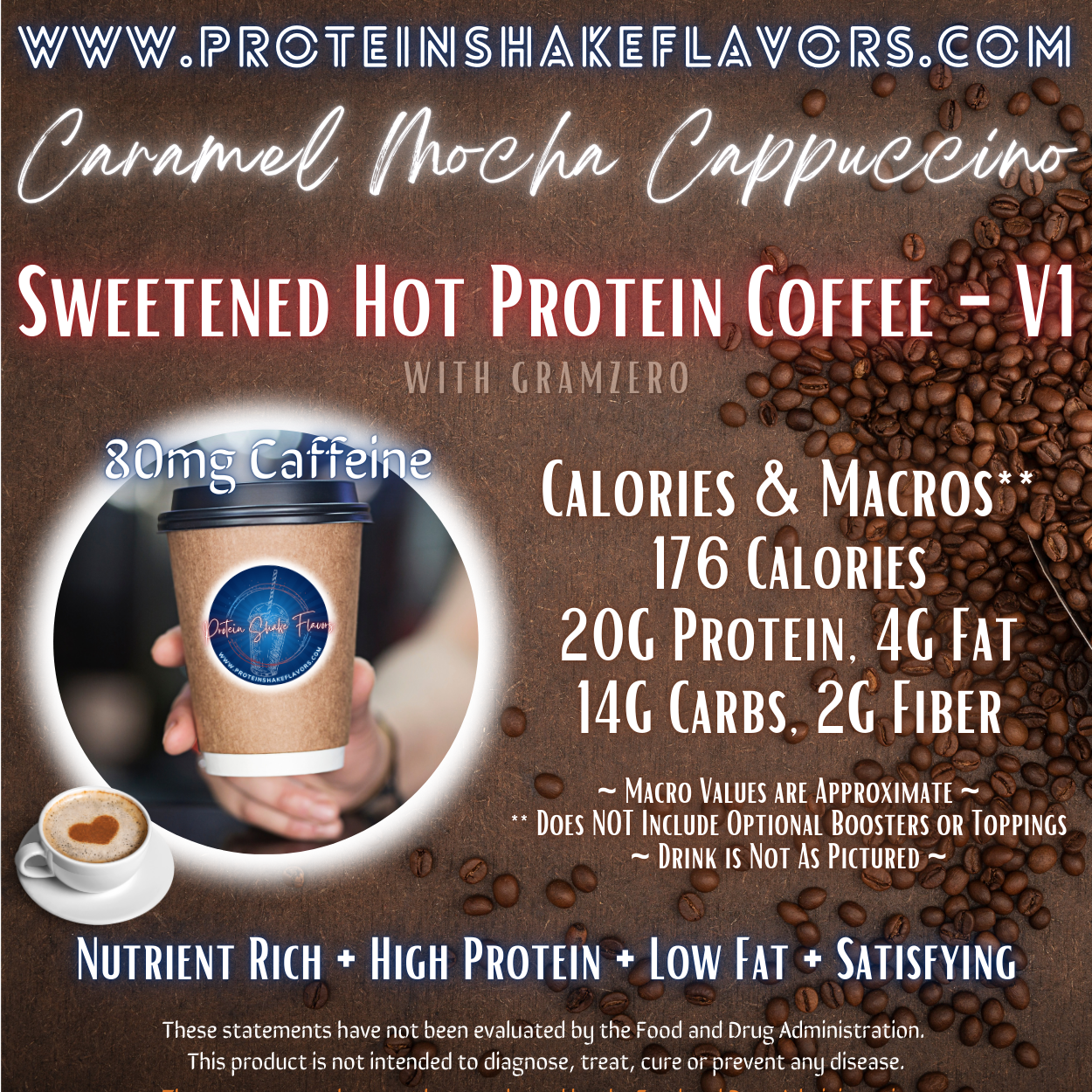 Sweetened Hot Protein Coffee Recipe: Caramel Mocha Cappuccino ☕