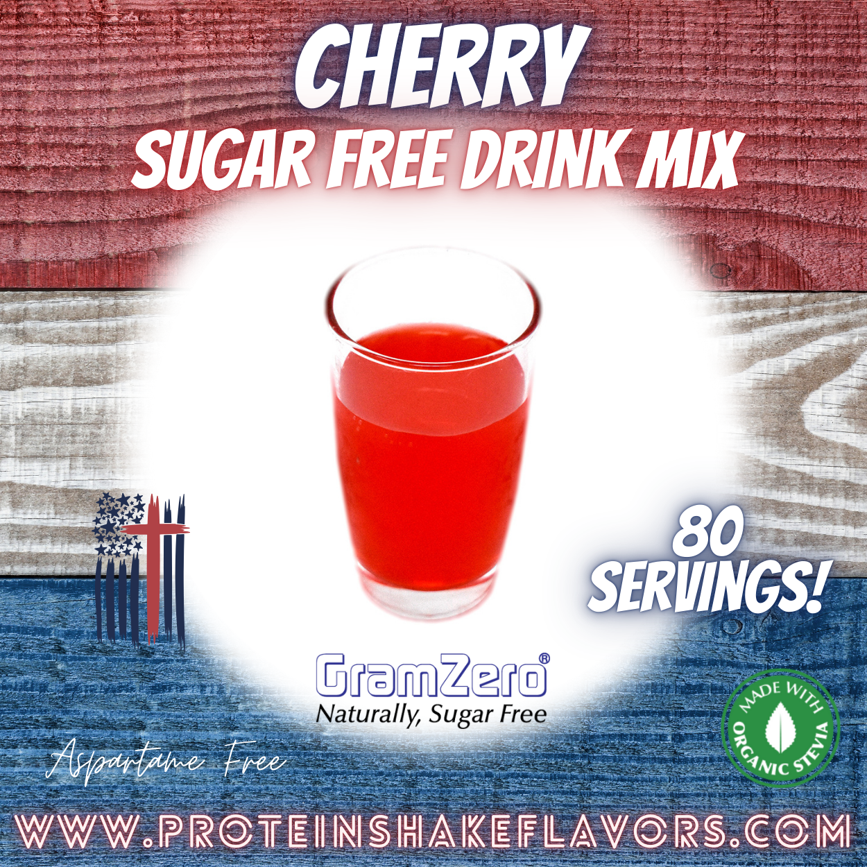 Cherry Best Sugar Free Beverage Mix for Non Calorie 0 kcal Drinks Zero Calorie Beverage Aspartame Free