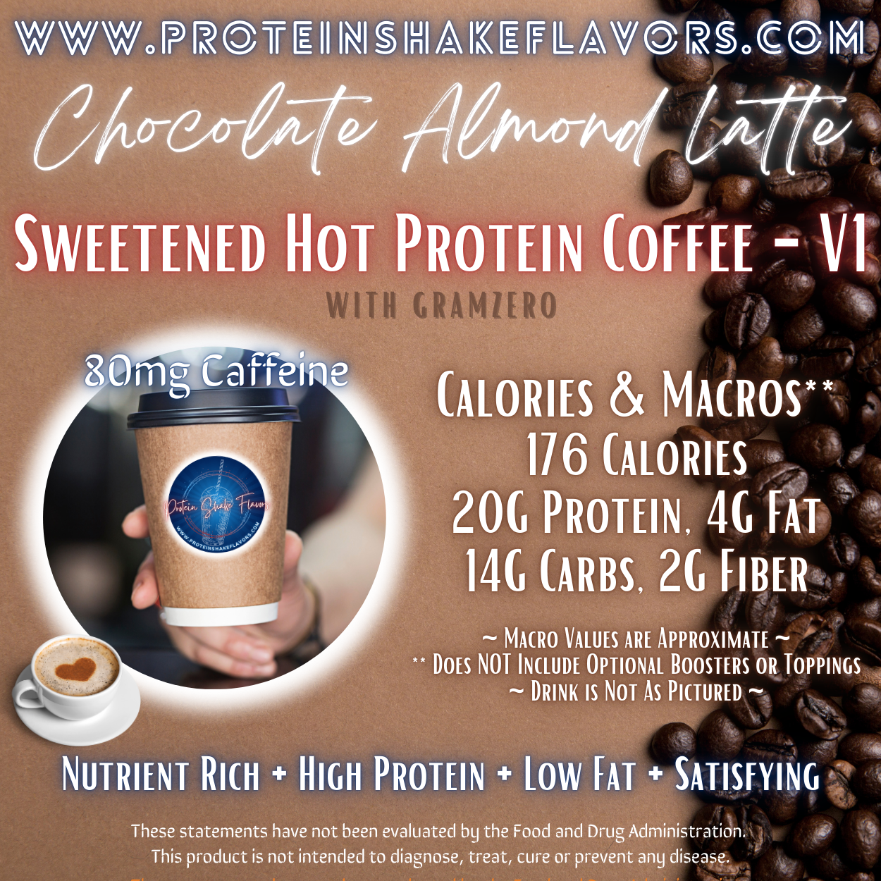 Sweetened Hot Protein Coffee Recipe: Chocolate Almond Latte ☕