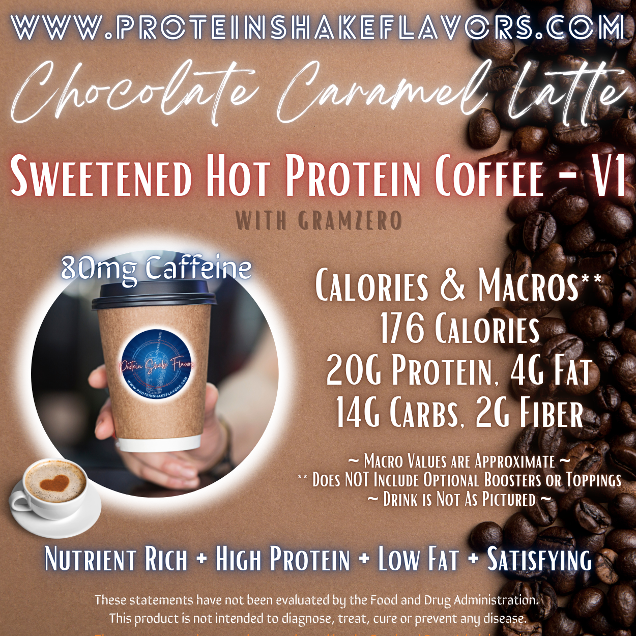 Sweetened Hot Protein Coffee Recipe: Chocolate Caramel Latte ☕