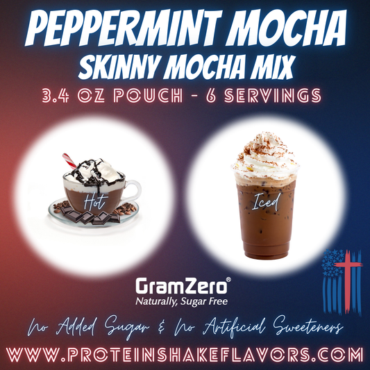 Decaf Peppermint Mocha Coffee Drink Powder Mix Stevia No Sugar Added Keto Friendly Hot Iced or Blended No Artificial Sweeteners