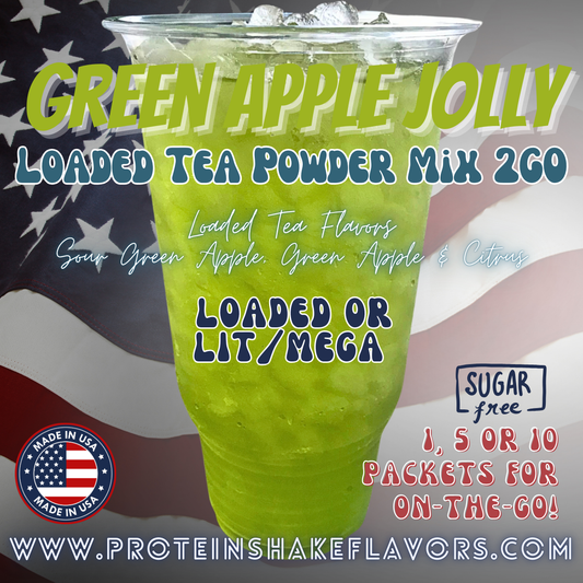 Green Apple Jolly Loaded Tea Energy Drink Powder Caffeine Sugar Free Energy Water Packets Without Aspartame