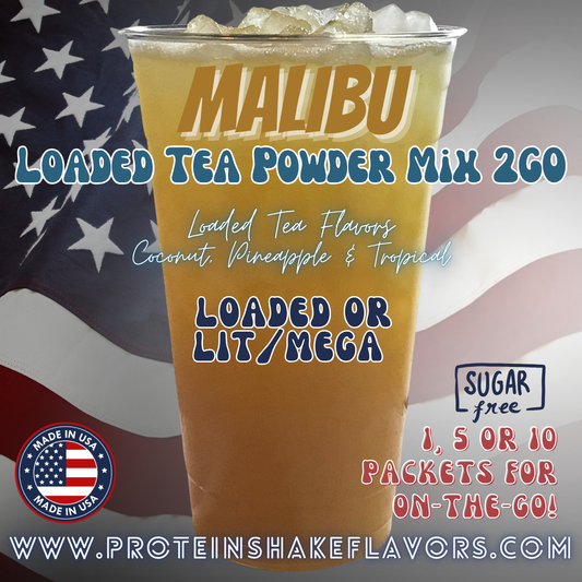 Malibu Loaded Tea Energy Drink Powder Caffeine Sugar Free Energy Water Packets Without Aspartame