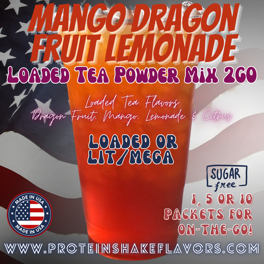 Mango Dragon Fruit Lemonade Loaded Tea Energy Drink Powder Caffeine Sugar Free Energy Water Packets Without Aspartame