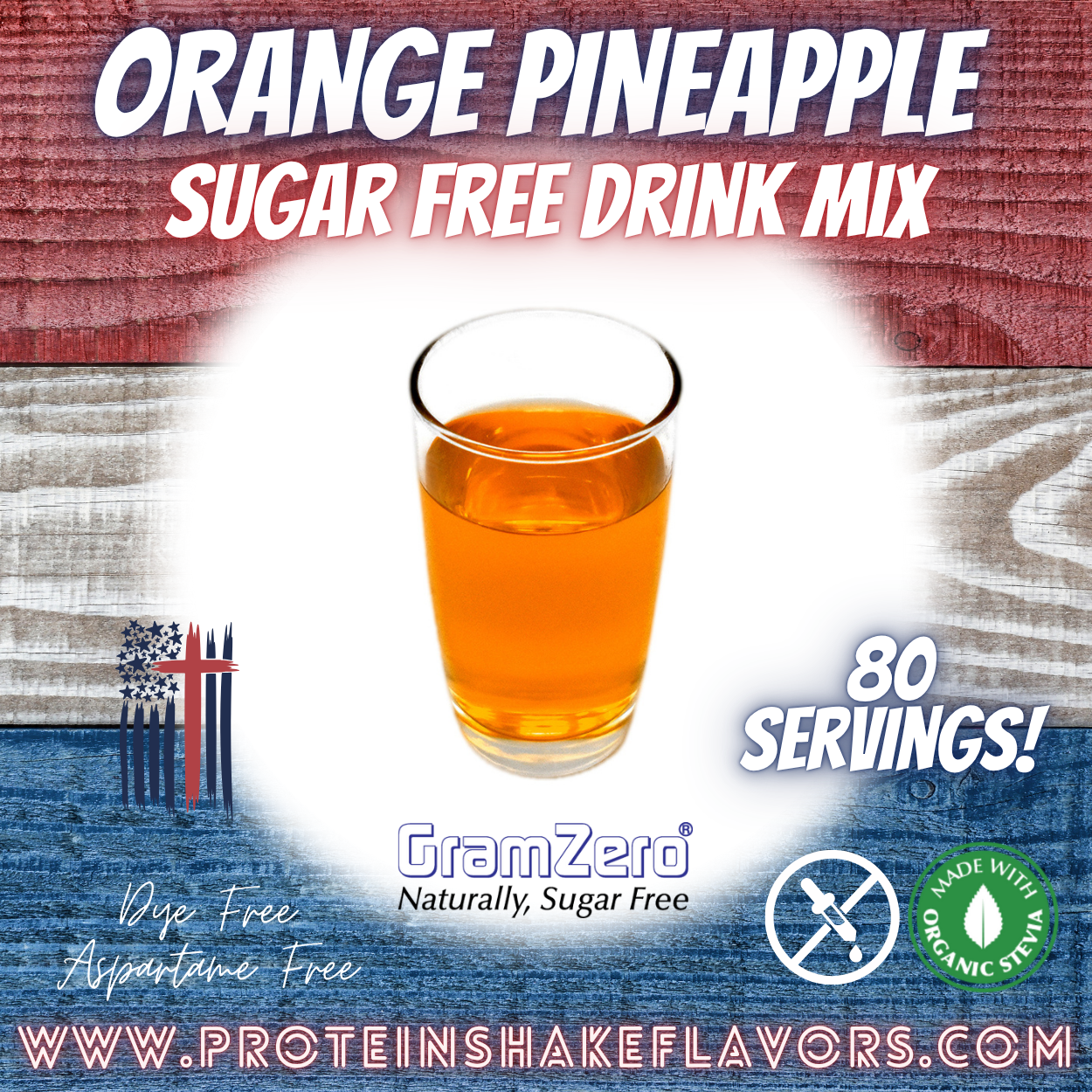 Orange Pineapple Best Dye-Free Sugar Free Beverage Mix for Non Calorie 0 kcal Drinks Zero Calorie Beverage Aspartame Free