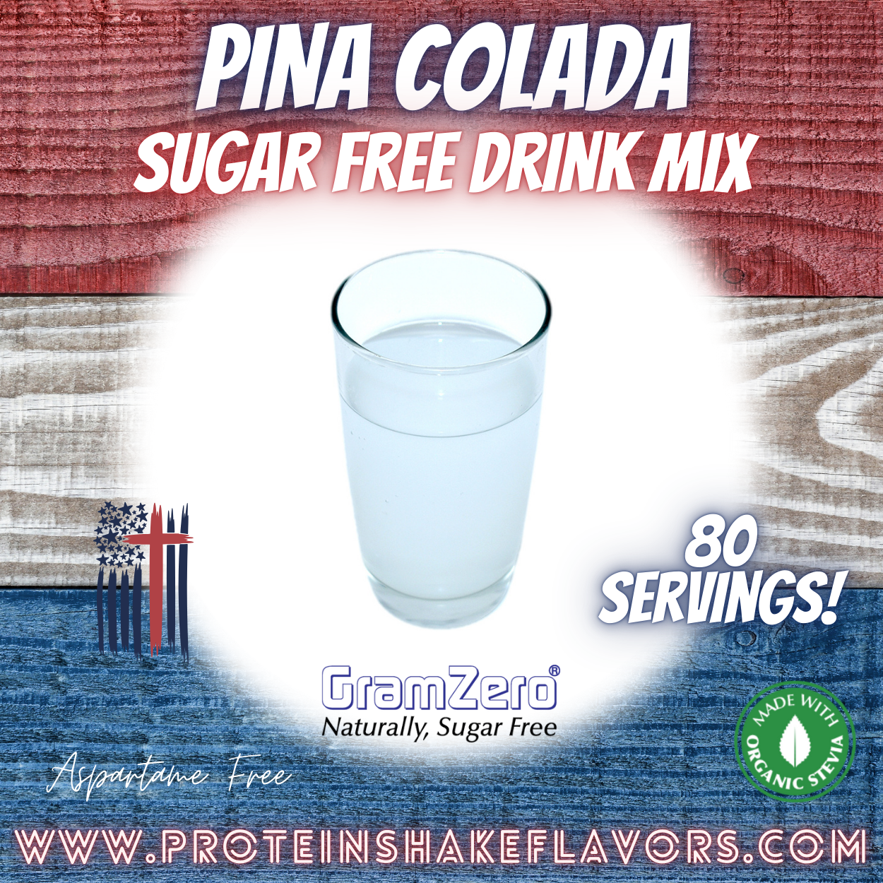 Pina Colada Best Sugar Free Beverage Mix for Non Calorie 0 kcal Drinks Zero Calorie Beverage Aspartame Free
