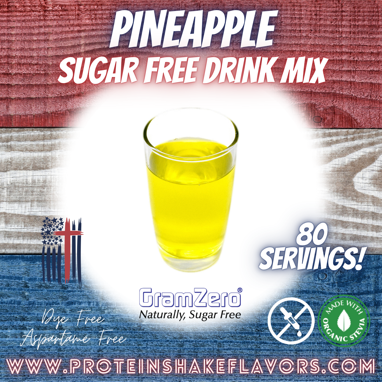 Pineapple Best Dye-Free Sugar Free Beverage Mix for Non Calorie 0 kcal Drinks Zero Calorie Beverage Aspartame Free