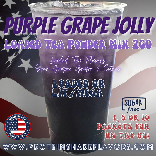 Purple Grape Jolly Loaded Tea Energy Drink Powder Caffeine Sugar Free Energy Water Packets Without Aspartame