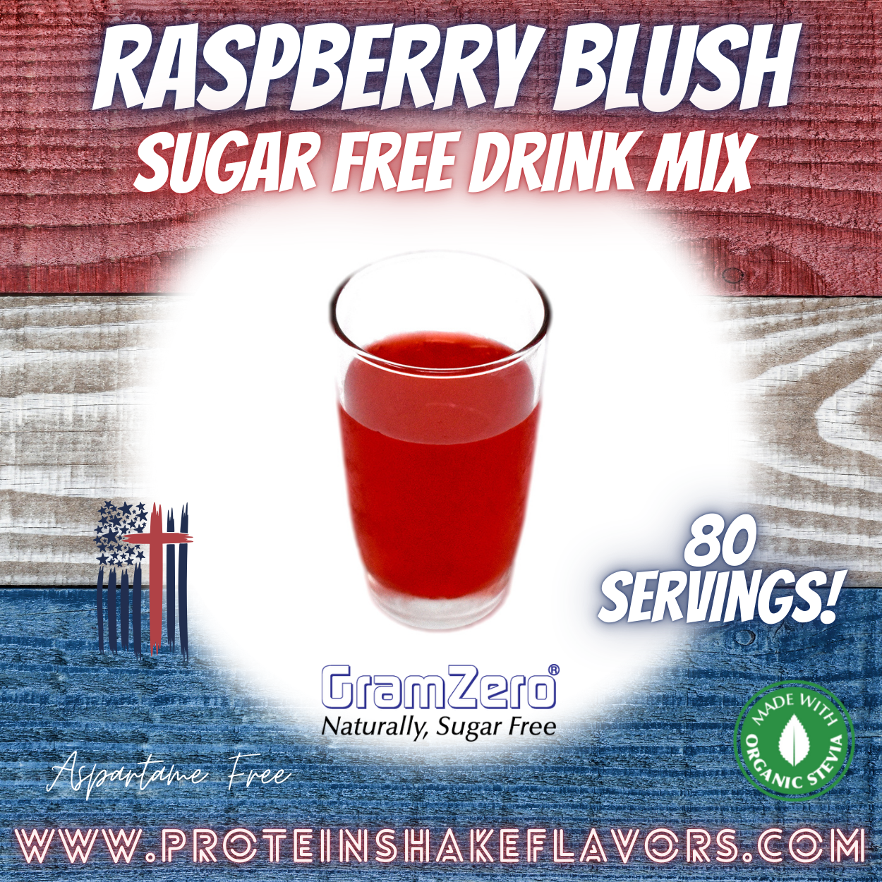 Raspberry Blush Best Sugar Free Beverage Mix for Non Calorie 0 kcal Drinks Zero Calorie Beverage Aspartame Free