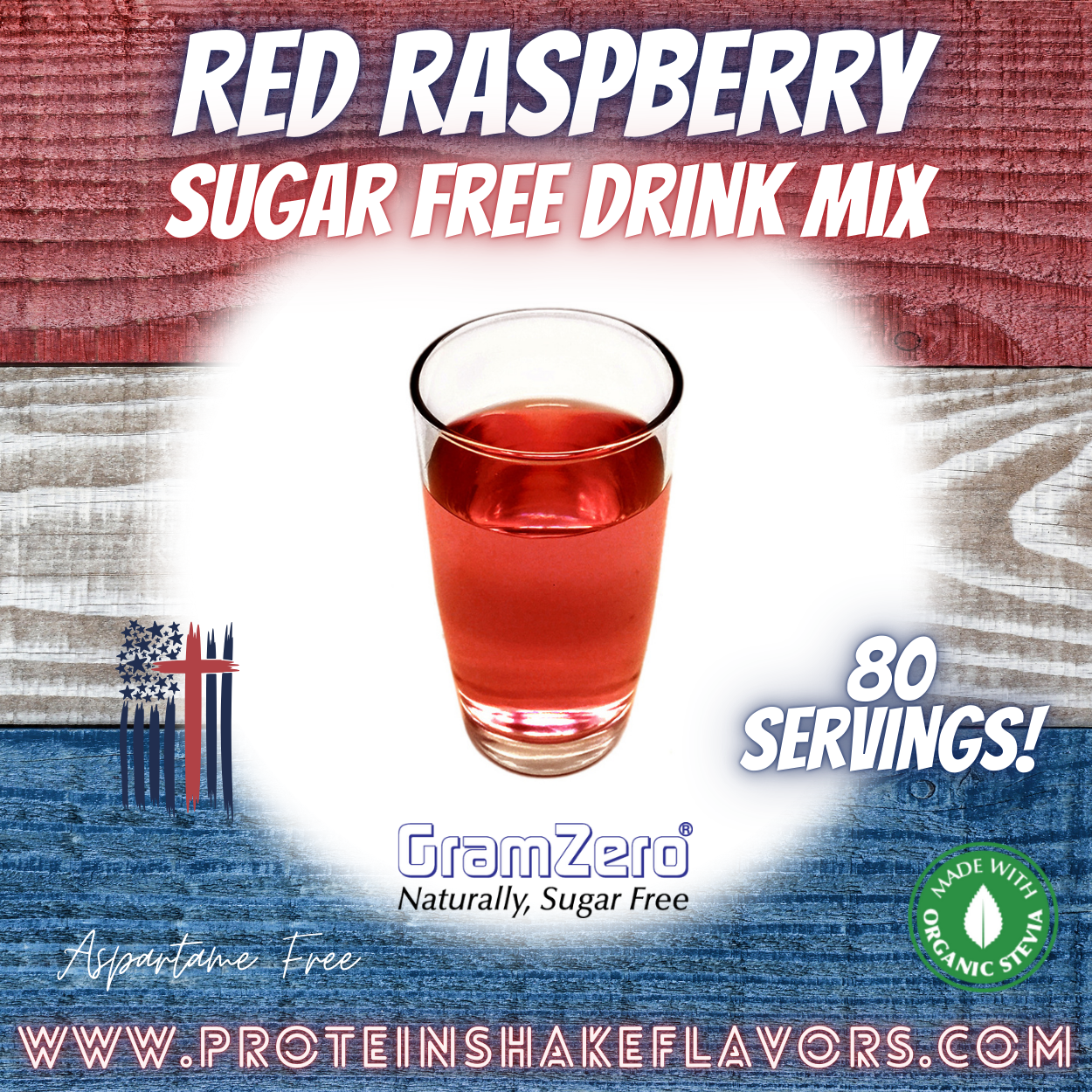 Red Raspberry Best Sugar Free Beverage Mix for Non Calorie 0 kcal Drinks Zero Calorie Beverage Aspartame Free