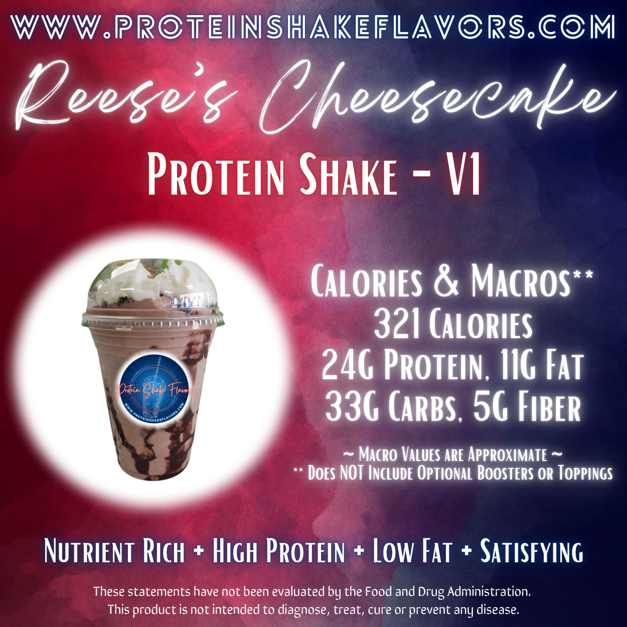 Reese's Cheesecake Recipe for High Protein Shake for Meal Replacement, Supplement or Weight Loss