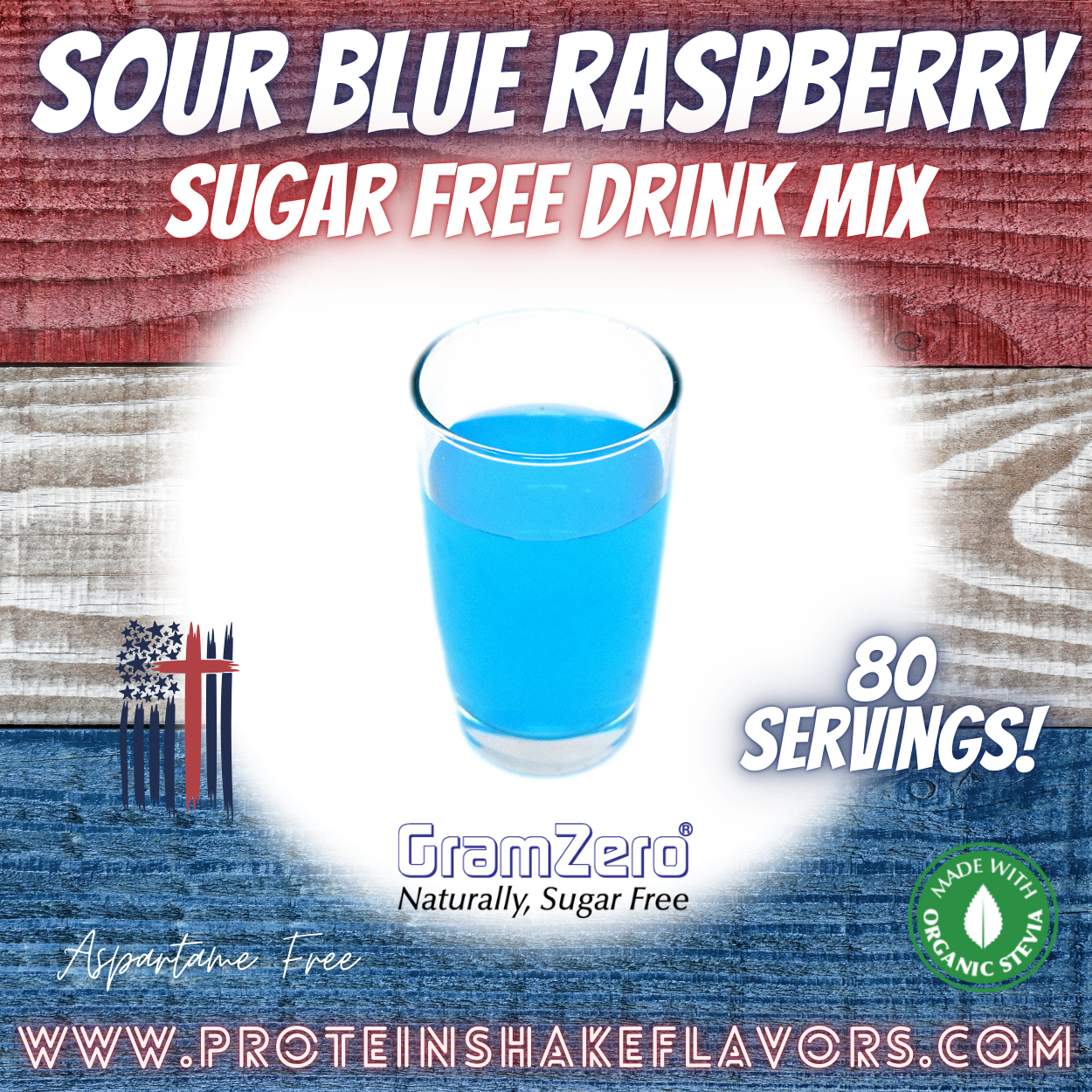 Sour Blue Raspberry Best Sugar Free Beverage Mix for Non Calorie 0 kcal Drinks Zero Calorie Beverage Aspartame Free