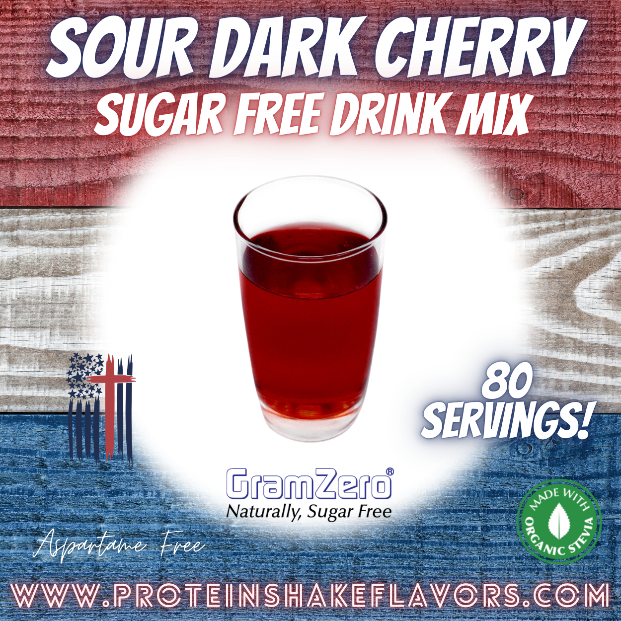 Sour Dark Cherry Best Sugar Free Beverage Mix for Non Calorie 0 kcal Drinks Zero Calorie Beverage Aspartame Free
