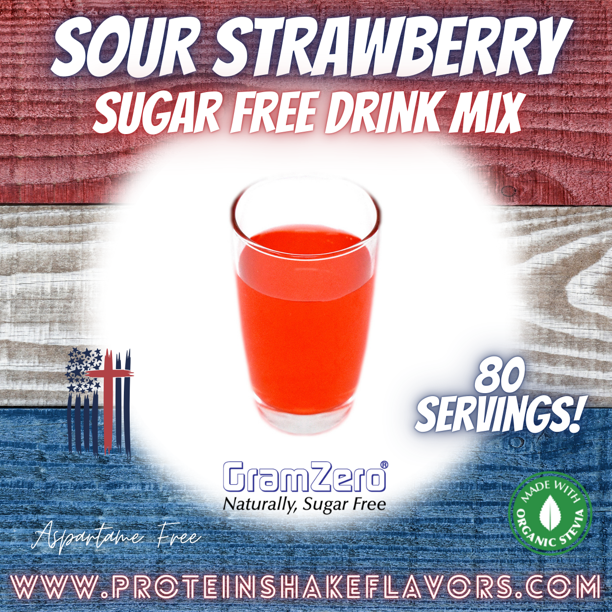 Sour Strawberry Best Sugar Free Beverage Mix for Non Calorie 0 kcal Drinks Zero Calorie Beverage Aspartame Free