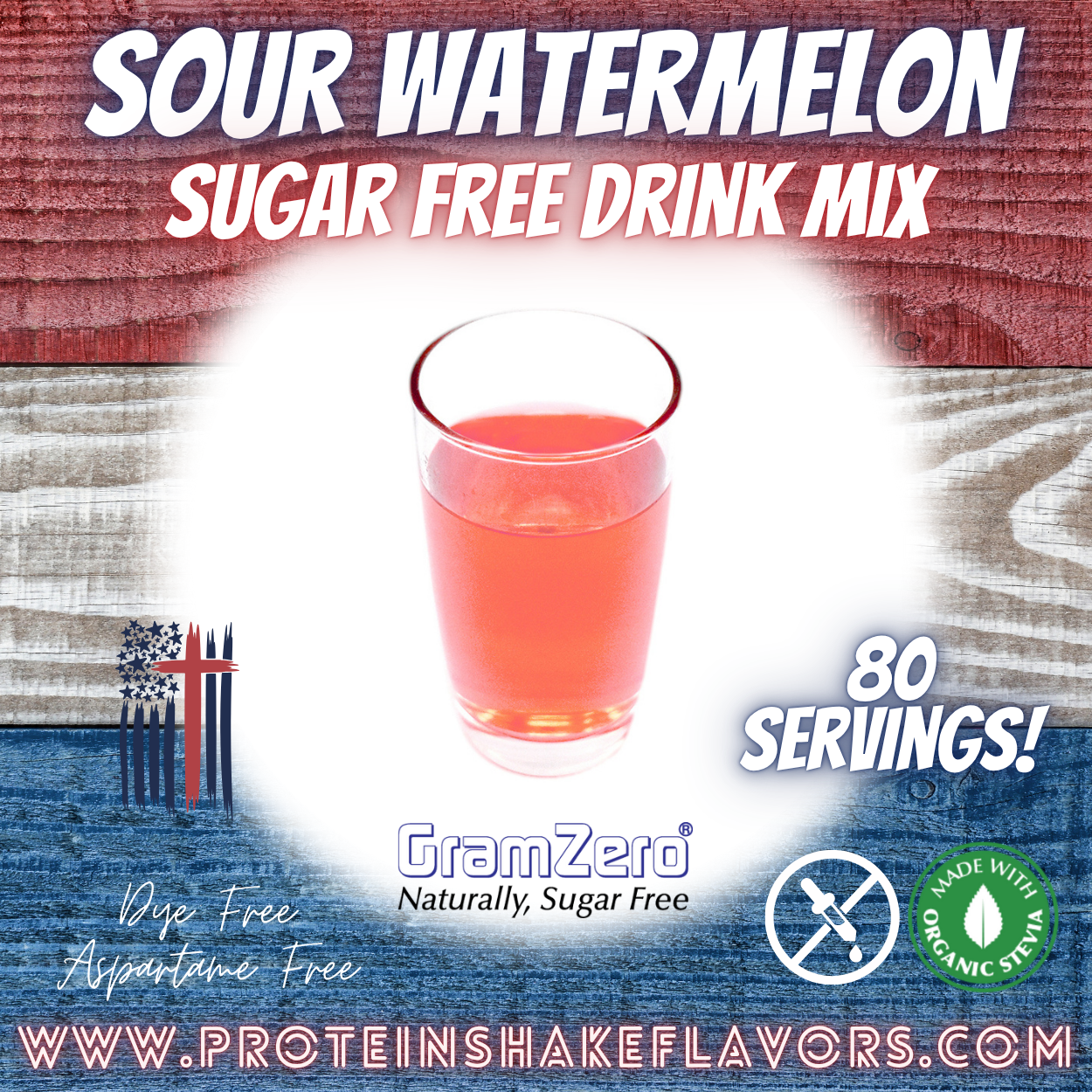 Sour Watermelon Best Dye-Free Sugar Free Beverage Mix for Non Calorie 0 kcal Drinks Zero Calorie Beverage Aspartame Free