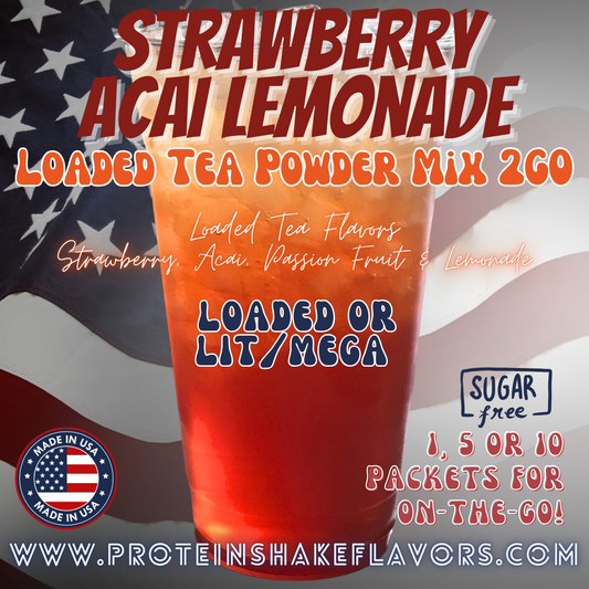 Strawberry Acai Lemonade Loaded Tea Energy Drink Powder Caffeine Sugar Free Energy Water Packets Without Aspartame