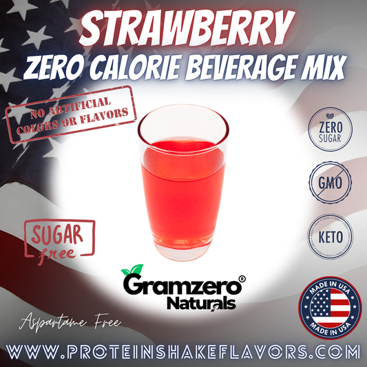 Strawberry All Natural Drink Mix Sugar Free Keto Friendly Beverage Non-GMO No Artificial Colors or Flavors Aspartame Free Loaded Tea Flavoring Powder