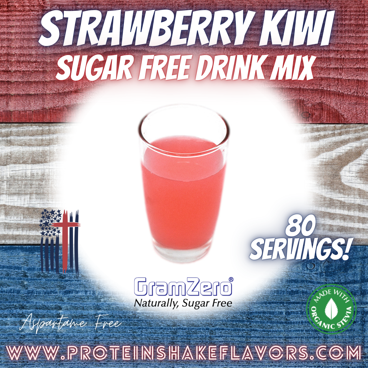 Strawberry Kiwi Best Sugar Free Beverage Mix for Non Calorie 0 kcal Drinks Zero Calorie Beverage Aspartame Free