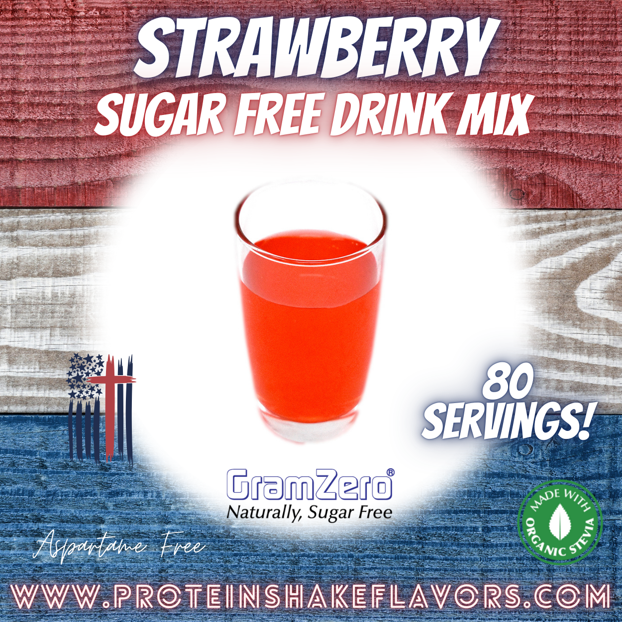 Strawberry Best Sugar Free Beverage Mix for Non Calorie 0 kcal Drinks Zero Calorie Beverage Aspartame Free