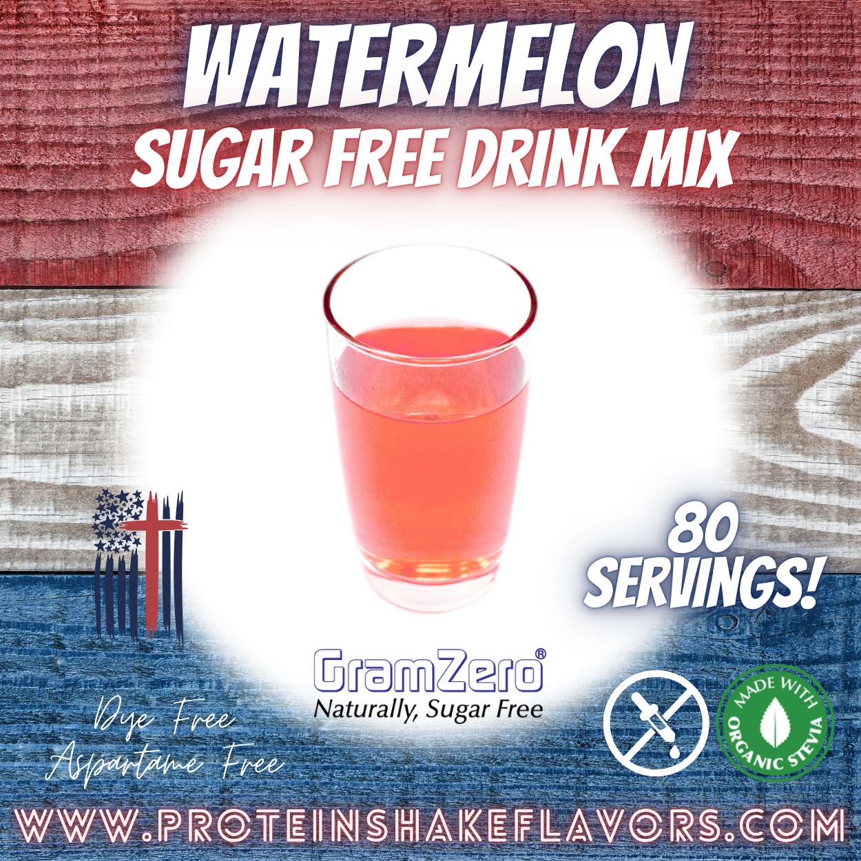 Watermelon Best Dye-Free Sugar Free Beverage Mix for Non Calorie 0 kcal Drinks Zero Calorie Beverage Aspartame Free