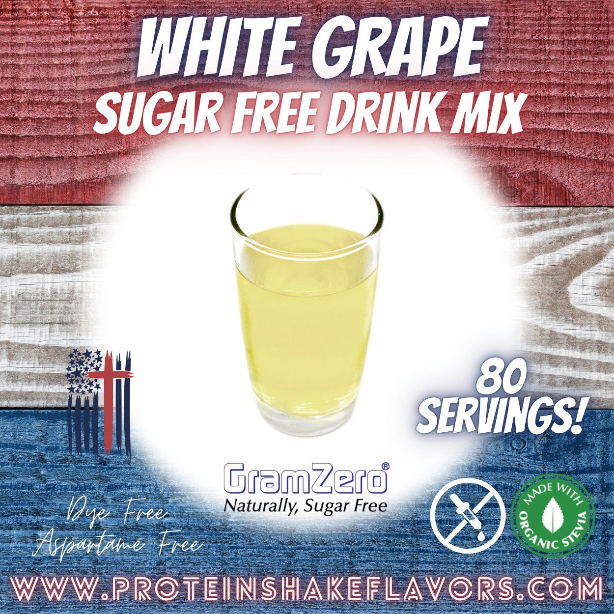 White Grape Best Dye-Free Sugar Free Beverage Mix for Non Calorie 0 kcal Drinks Zero Calorie Beverage Aspartame Free