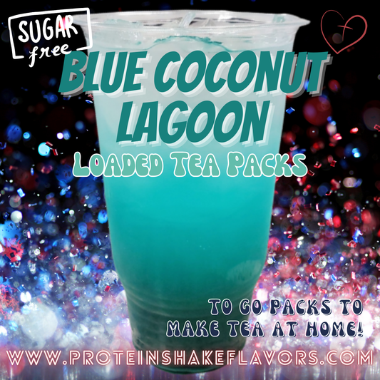 Blue Coconut Lagoon Green Tea Energy Drink Mix Packets to Make Loaded Teas at Home Sugar Free Best Energy Packets For Water No Aspartame