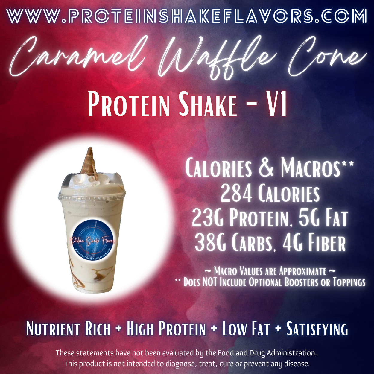 Caramel Waffle Cone Recipe for High Protein Shake for Meal Replacement, Supplement or Weight Loss
