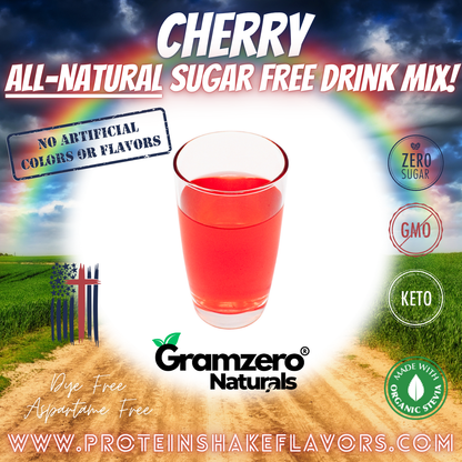 Cherry All Natural Powdered Drink Mix Sugar Free Drink Mix Without Aspartame or Artificial Sweeteners Loaded Tea Flavoring Non-GMO Keto Friendly GramZero Dye-Free