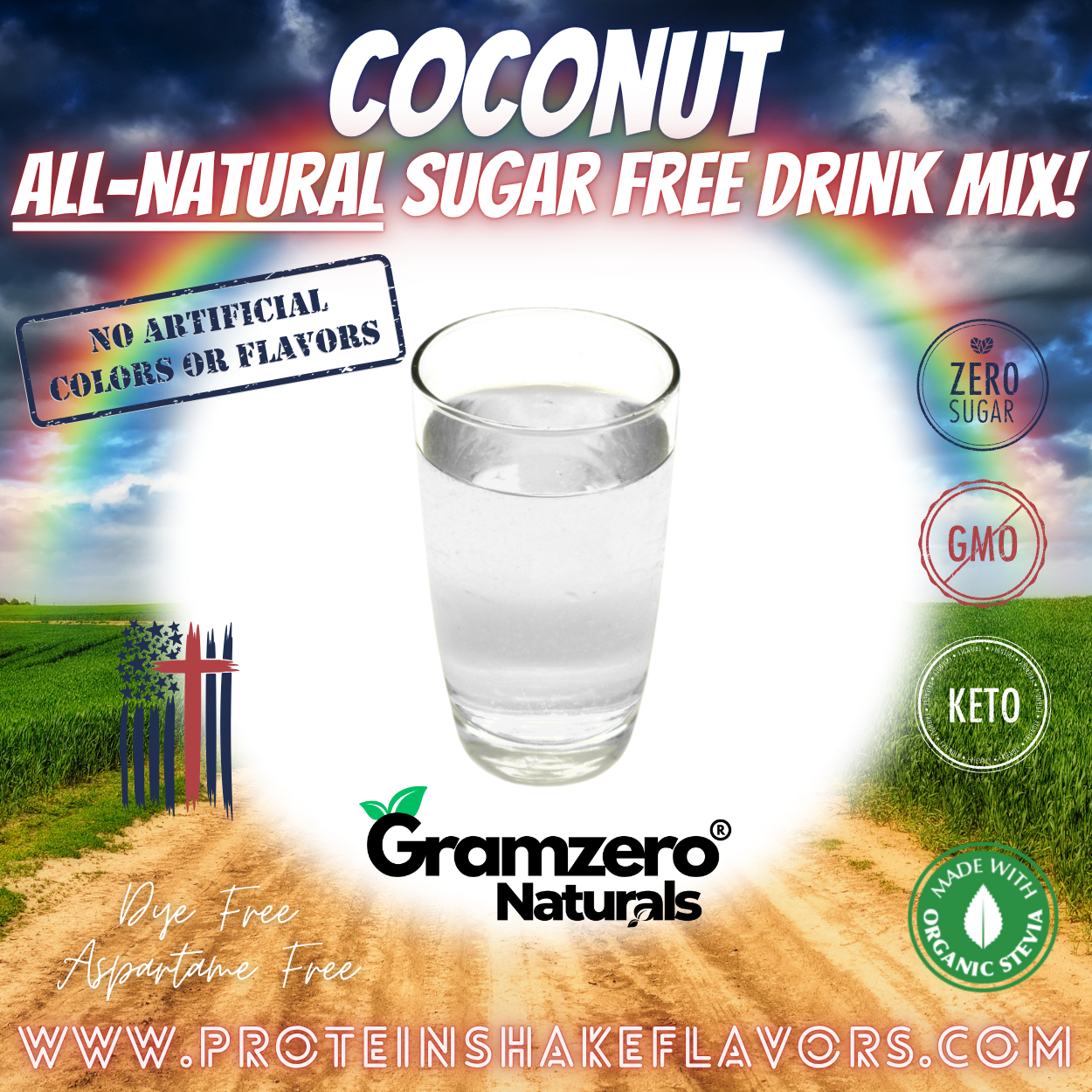 Coconut All Natural Powdered Drink Mix Sugar Free Drink Mix Without Aspartame or Artificial Sweeteners Loaded Tea Flavoring Non-GMO Keto Friendly GramZero Dye-Free
