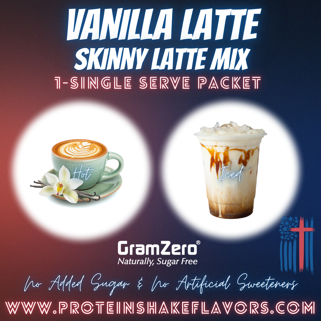 Vanilla Latte Decaf Instant Powdered Cappuccino Mix Stevia No Sugar Added Keto Friendly Drink Hot Iced or Blended No Artificial Sweeteners