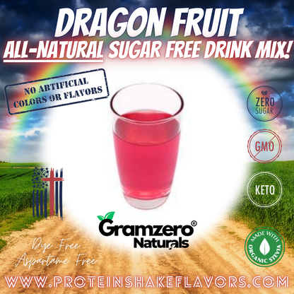 Dragon Fruit All Natural Powdered Drink Mix Sugar Free Drink Mix Without Aspartame or Artificial Sweeteners Loaded Tea Flavoring Non-GMO Keto Friendly GramZero Dye-Free