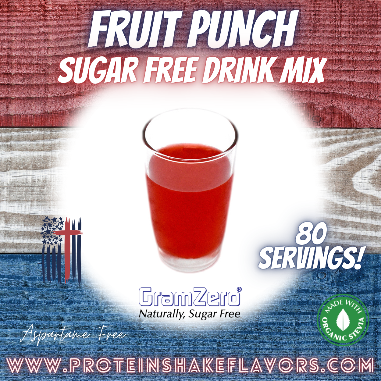 Fruit Punch Best Sugar Free Beverage Mix for Non Calorie 0 kcal Drinks Zero Calorie Beverage Aspartame Free