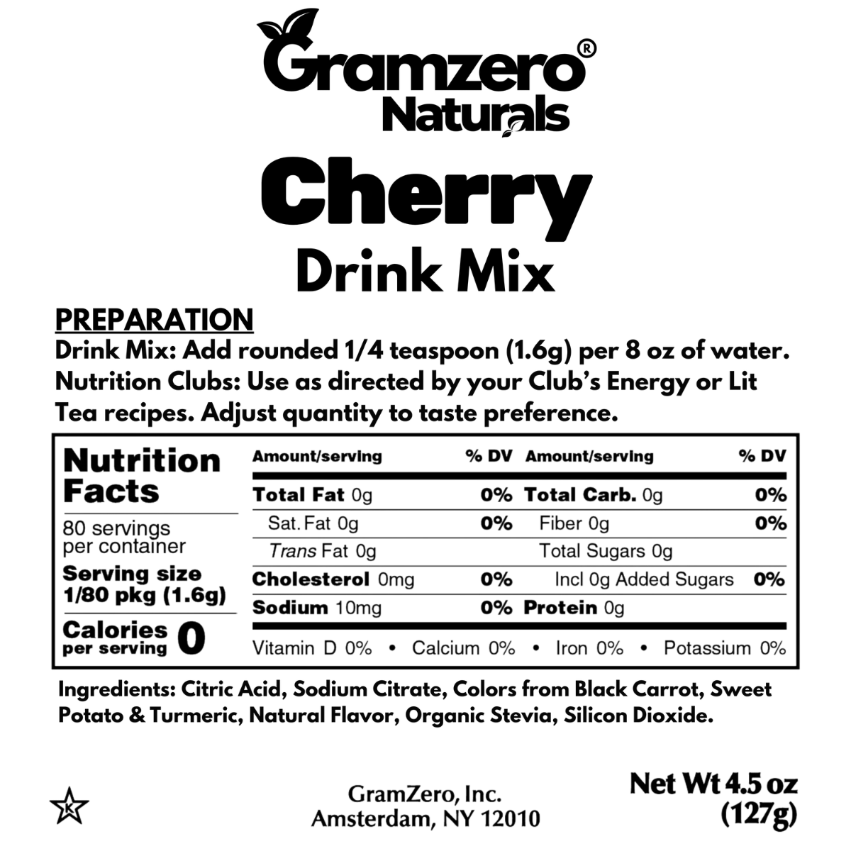 ALL NATURAL Sugar Free Drink Mix: CHERRY 🍒 Dye-Free 0 Calorie Beverage