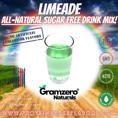 Limeade All Natural Powdered Drink Mix Sugar Free Drink Mix Without Aspartame or Artificial Sweeteners Loaded Tea Flavoring Non-GMO Keto Friendly GramZero Dye-free