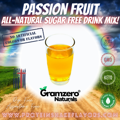 Passion Fruit All Natural Powdered Drink Mix Sugar Free Drink Mix Without Aspartame or Artificial Sweeteners Loaded Tea Flavoring Non-GMO Keto Friendly GramZero Dye-free