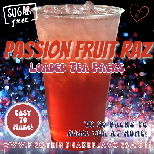 Passion Fruit Raz Green Tea Energy Drink Mix Packets to Make Loaded Teas at Home Sugar Free Best Energy Packets For Water No Aspartame