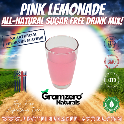 Pink Lemonade All Natural Powdered Drink Mix Sugar Free Drink Mix Without Aspartame or Artificial Sweeteners Loaded Tea Flavoring Non-GMO Keto Friendly GramZero Dye-Free