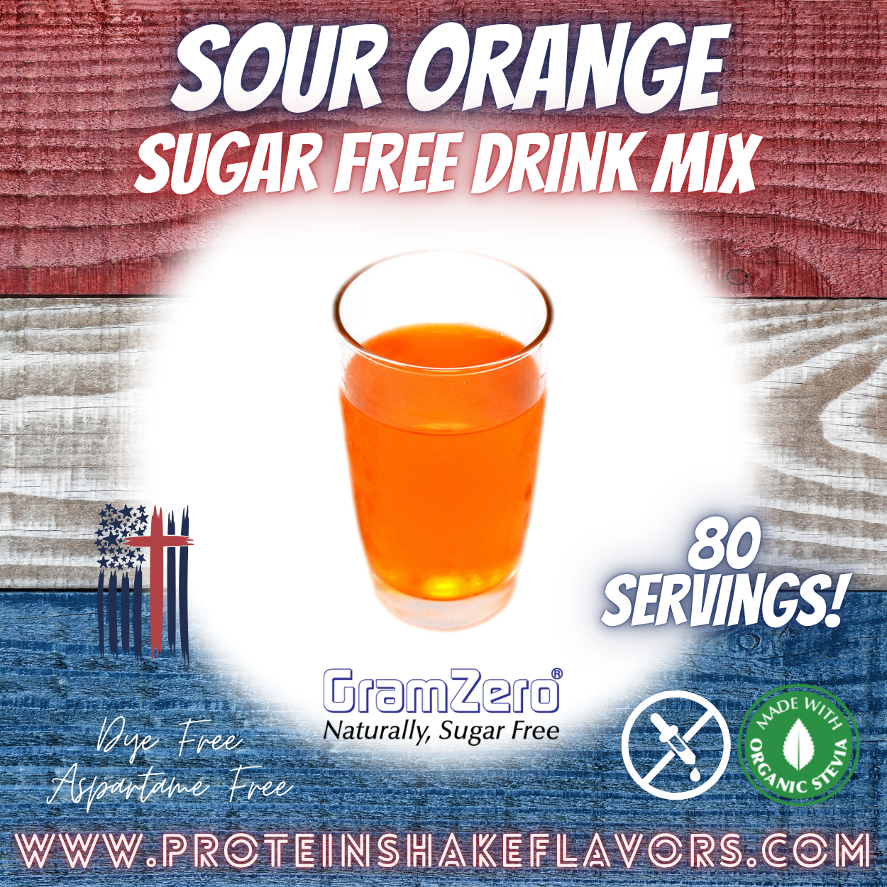Sour Orange Best Dye-Free Sugar Free Beverage Mix for Non Calorie 0 kcal Drinks Zero Calorie Beverage Aspartame Free