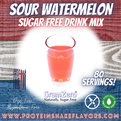 Sour Watermelon Best Dye-Free Sugar Free Beverage Mix for Non Calorie 0 kcal Drinks Zero Calorie Beverage Aspartame Free
