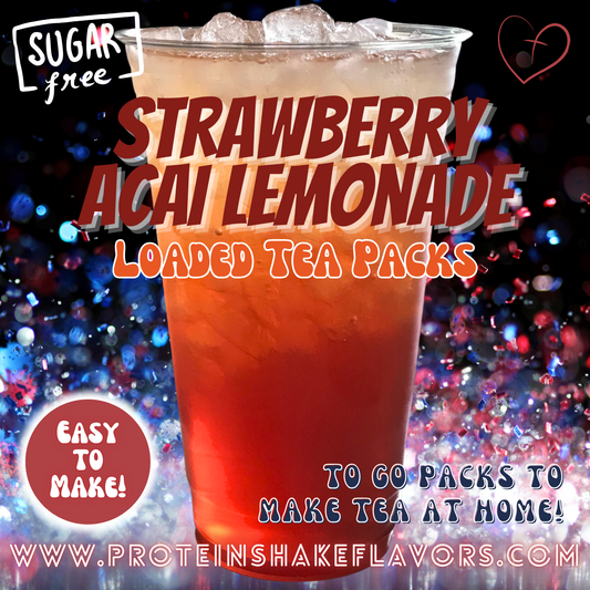 Strawberry Acai Lemonade Green Tea Energy Drink Mix Packets to Make Loaded Teas at Home Sugar Free Best Energy Packets For Water No Aspartame